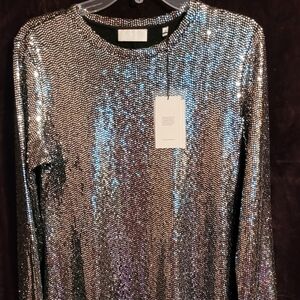 7 For All Mankind Silver cocktail party dress